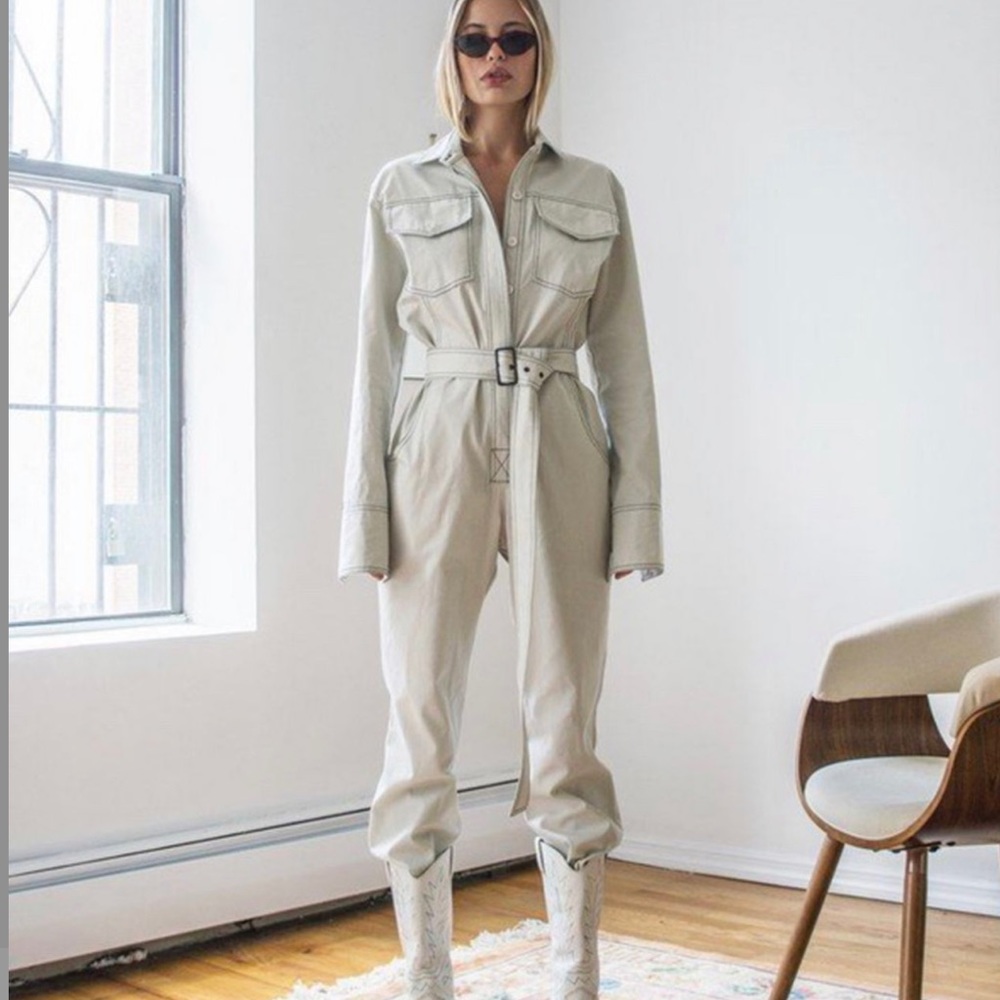 Orseund iris white workwear jumpsuit